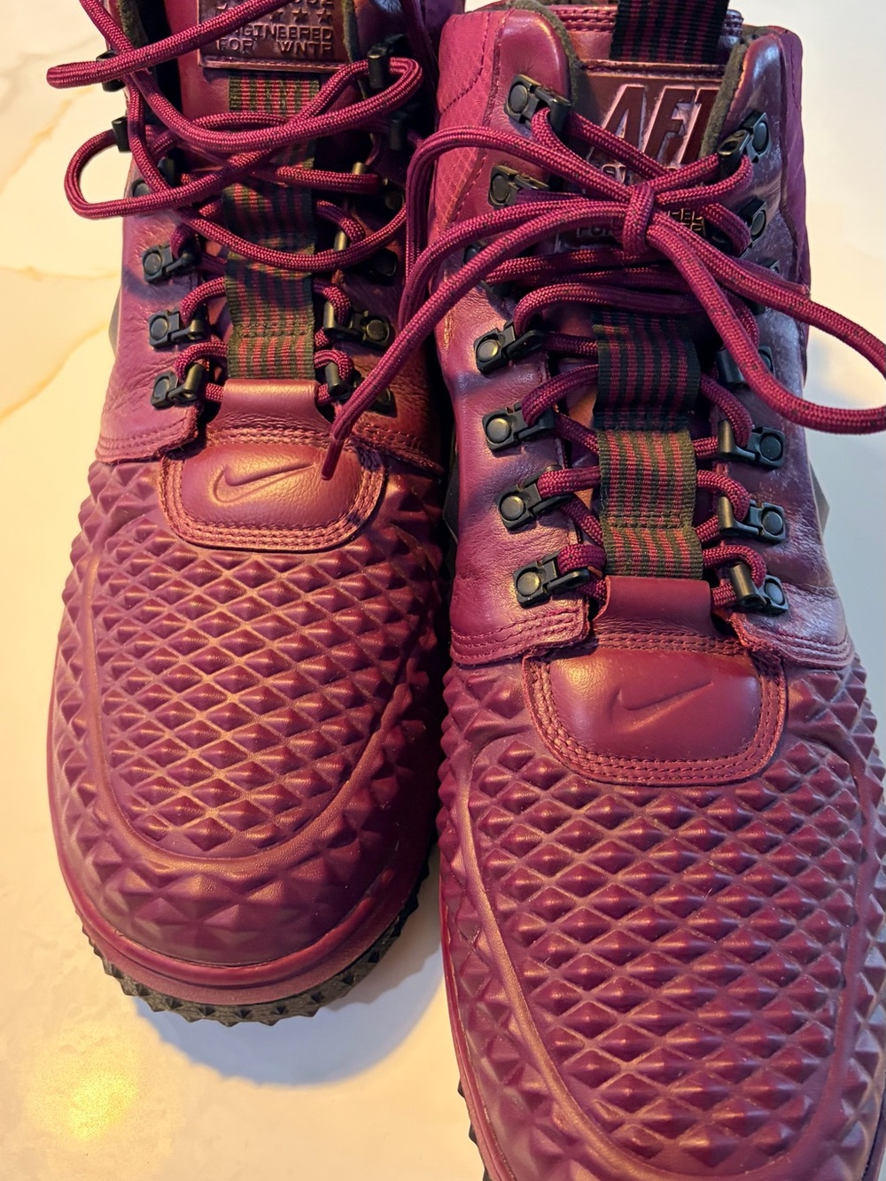 Nike Plum Textured Diamond-Pattern High-Top Sneakers
